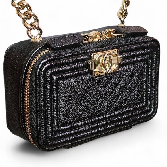 CHANEL Handbags - CHANEL Boy Small Caviar Chevron Quilted Chain Shoulder Case Bag Box CC FULL SET